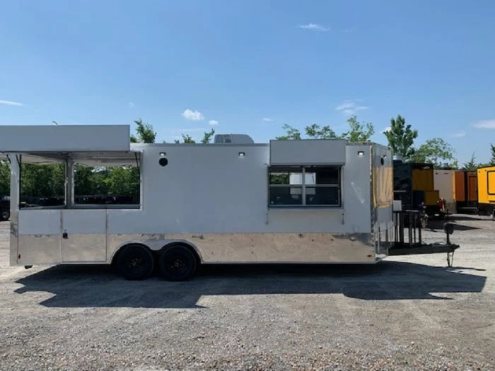 SLE Concessions 8.5' X 24' White Pizza Concession Food Trailer - Image 2