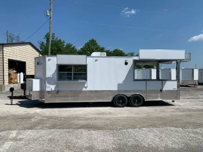 SLE Concessions 8.5' X 24' White Pizza Concession Food Trailer - Image 3
