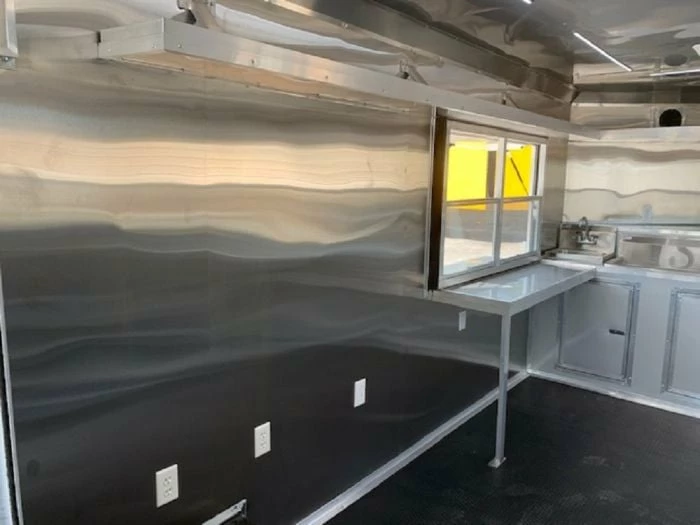 SLE Concessions 8.5' X 24' White Pizza Concession Food Trailer - Image 4