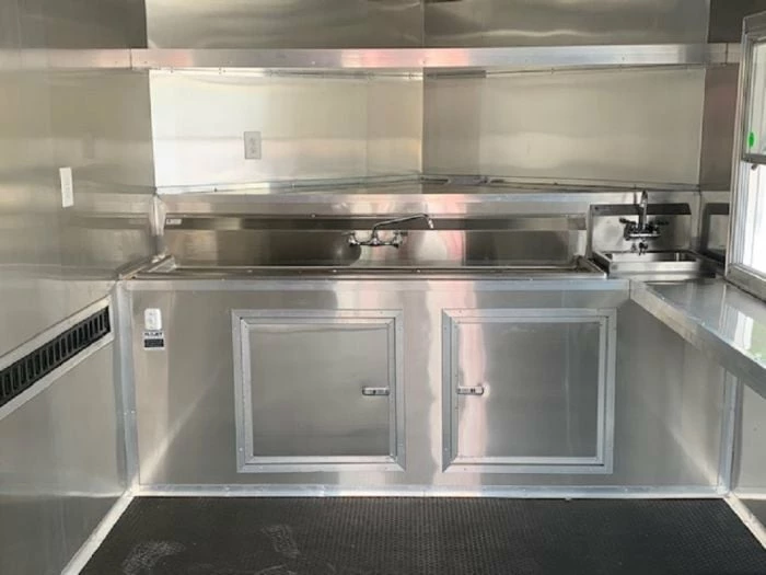 SLE Concessions 8.5' X 22' Penske Yellow BBQ Vending Concession Food Trailer - Image 2