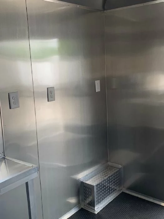 SLE Concessions 8.5' X 22' Penske Yellow BBQ Vending Concession Food Trailer - Image 3