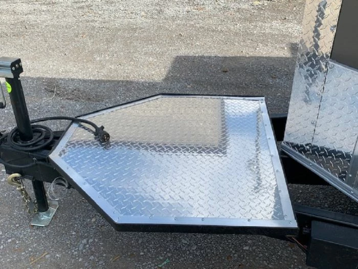 SLE Concessions 8.5x16 Med Charcoal Grey Porch Style Concession Food Trailer - Image 2