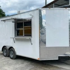 SLE Concessions 8.5' X 16' White Concession Food Trailer With Appliances