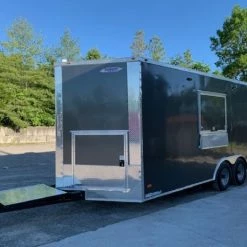 SLE Concessions 8.5' X 18' Med Charcoal Grey Concession Food Trailer