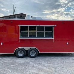 SLE Concessions 8.5' X 20' Victory Red Food Vending Concession Trailer With Restroom