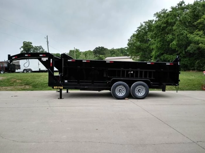 SLE Dump Trailers Gooseneck Dump Trailer 7' X 16' Hydraulic 3 Ft Sides Mulch - Image 5