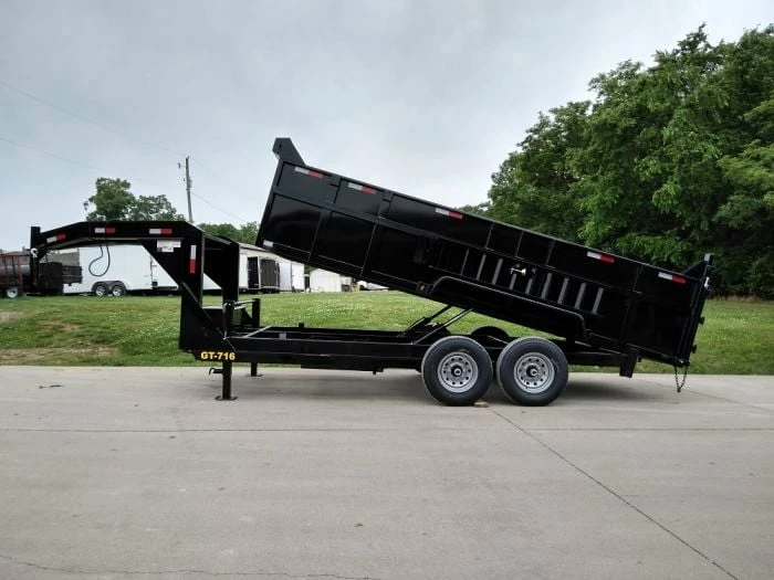 SLE Dump Trailers Gooseneck Dump Trailer 7' X 16' Hydraulic 3 Ft Sides Mulch - Image 3