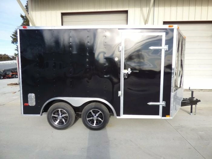 SLE Enclosed Trailers Enclosed Trailer 8.5'x12' Black - V-Nose Equipment Hauler Storage