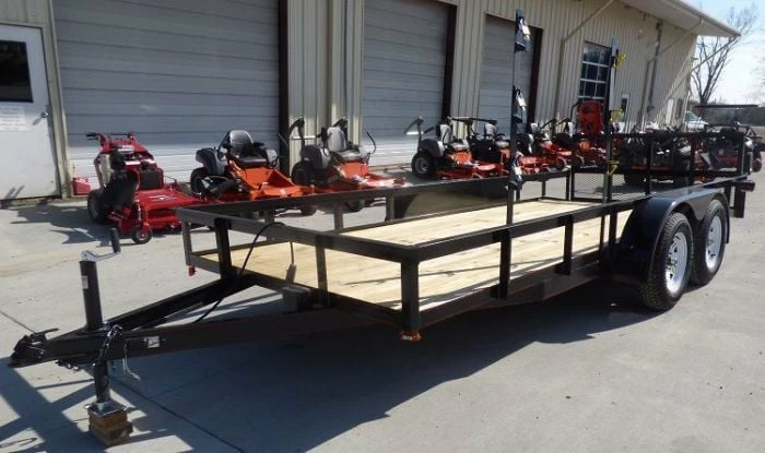 SLE Utility Trailers Utility Trailer 6.4x16 Dove Tail Double Axle Includes Gate And Trimmer Racks - Image 2