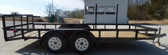 SLE Utility Trailers Utility Trailer 6.4x16 Dove Tail Double Axle Includes Gate And Trimmer Racks - Image 4