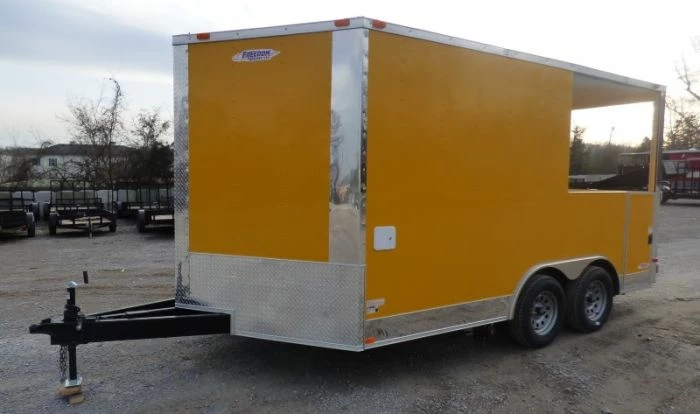 SLE Concessions Concession Trailer 8.5'x14' Yellow - Smoker BBQ Catering Event - Image 3
