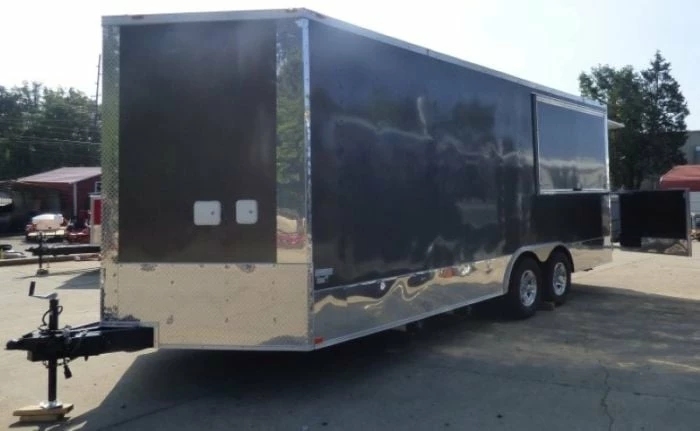 SLE Concessions 8.5' X 20' Concession Food Trailer Charcoal Grey With Appliances - Image 2