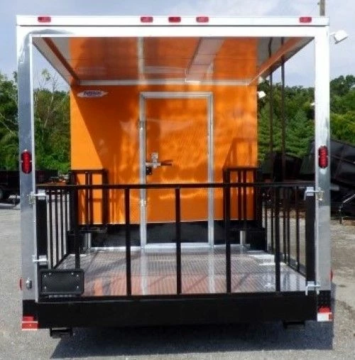 SLE Concessions 8.5' X 30' Concession Food Trailer Orange BBQ Catering Event Trailer - Image 4