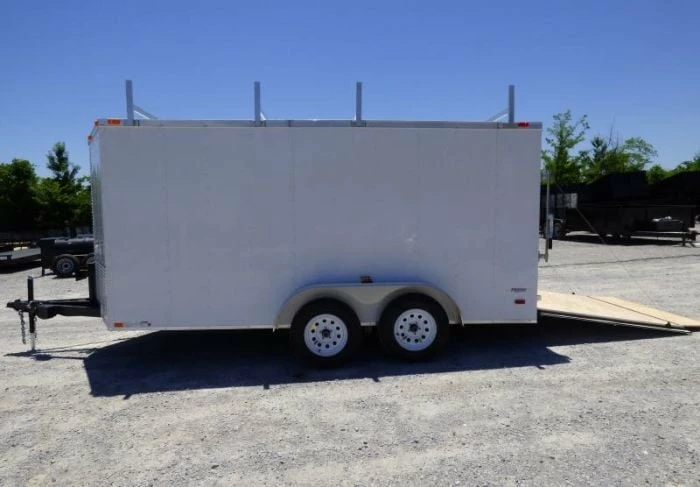 SLE Enclosed Trailers 7x14 Enclosed Trailer White V-Nose Ladder Racks (2) 3500lb Axles Storage - Image 5