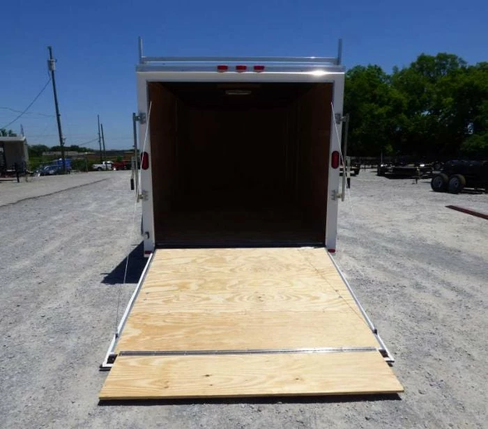 SLE Enclosed Trailers 7x14 Enclosed Trailer White V-Nose Ladder Racks (2) 3500lb Axles Storage - Image 3