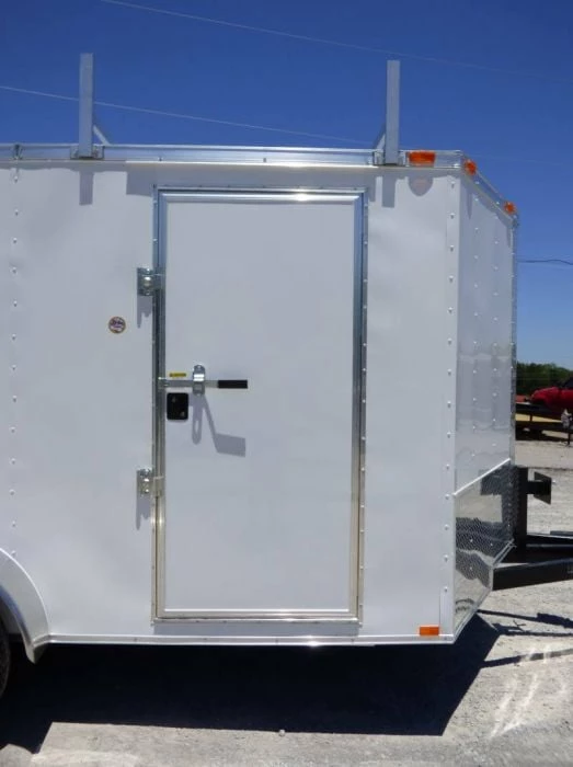SLE Enclosed Trailers 7x14 Enclosed Trailer White V-Nose Ladder Racks (2) 3500lb Axles Storage - Image 4