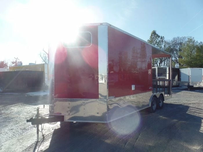 SLE Concessions 8.5' X 20' Concession Food Trailer Red BBQ - Image 5