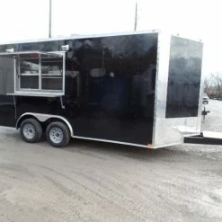 SLE Concessions 8.5' X 16' Black Catering Event Concession Food Trailer