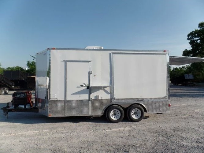 SLE Concessions 8.5' X 16' Concession Food Trailer White Pizza Event Catering - Image 3