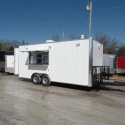 SLE Concessions 8.5' X 20' White Catering Concession Food Trailer