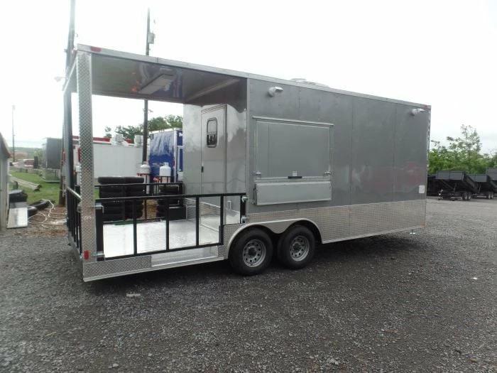 SLE Concessions 8.5' X 22' Concession Trailer Silver BBQ Event Catering - Image 5