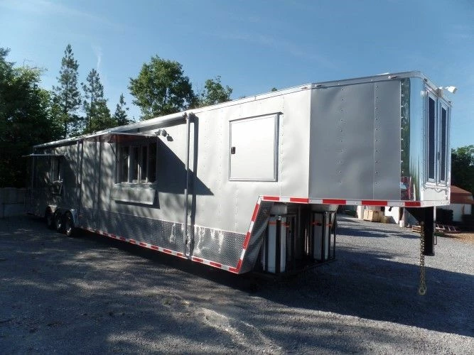 SLE Concessions 8.5' X 47' Concession Food Trailer Silver Frost Event Catering - Image 2