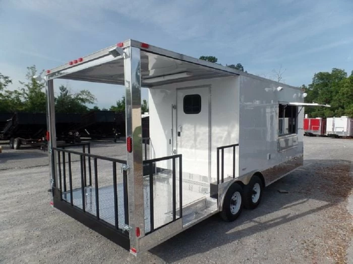 SLE Concessions 8.5' X 22' White Concession Food Trailer BBQ Event Catering - Image 3