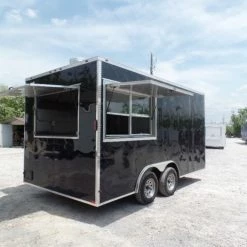 SLE Concessions 8.5' X 16' Black Flat Front Concession Food Trailer With Appliances