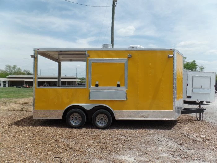 SLE Concessions 8.5' X 16' Yellow Concession Food Catering Event Trailer