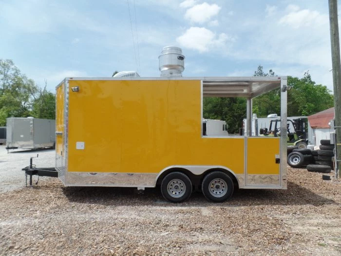 SLE Concessions 8.5' X 16' Yellow Concession Food Catering Event Trailer - Image 5