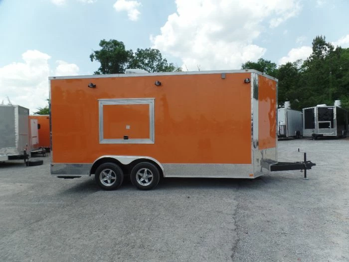 SLE Concessions 8.5' X 16' Orange Concession Food Trailer With Appliances - Image 2