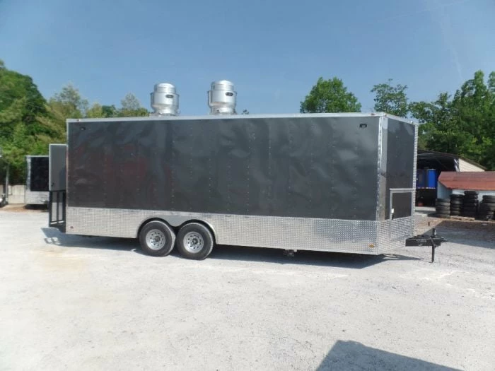 SLE Concessions 8.5' X 22' Concession Med. Charcoal Grey Food Catering Event Trailer