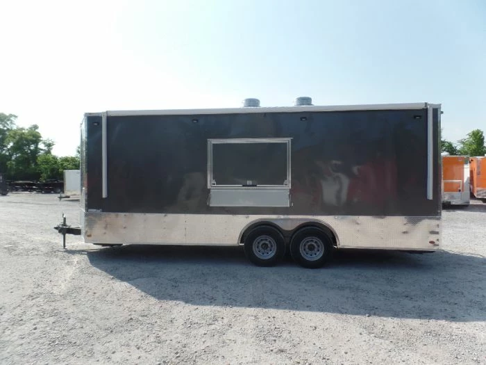 SLE Concessions 8.5' X 22' Concession Med. Charcoal Grey Food Catering Event Trailer - Image 2