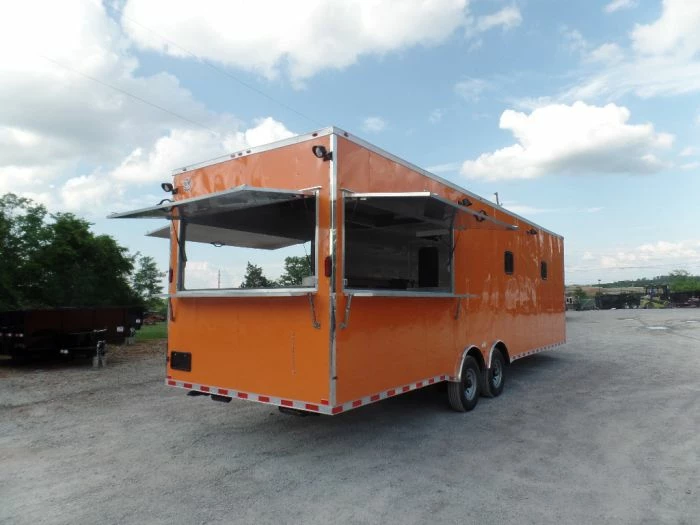 SLE Concessions 8.5' X 30' Orange Bar Concession Food Trailer With Appliances