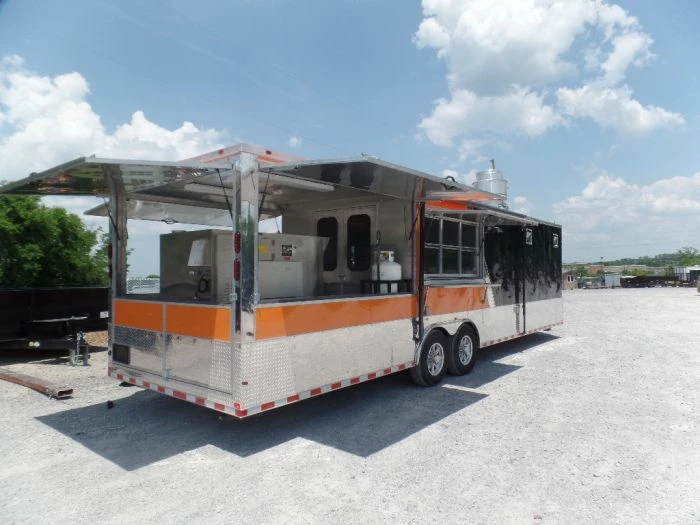 SLE Concessions 8.5' X 30' Concession Black & Orange Food Catering Event Trailer