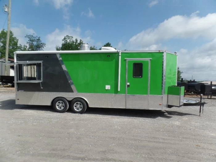 SLE Concessions 8.5' X 22' Electric Green Concession Food Trailer