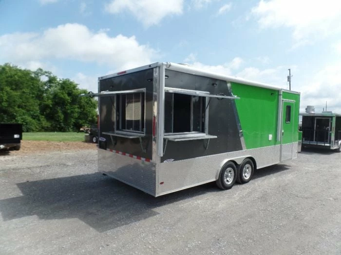 SLE Concessions 8.5' X 22' Electric Green Concession Food Trailer - Image 5