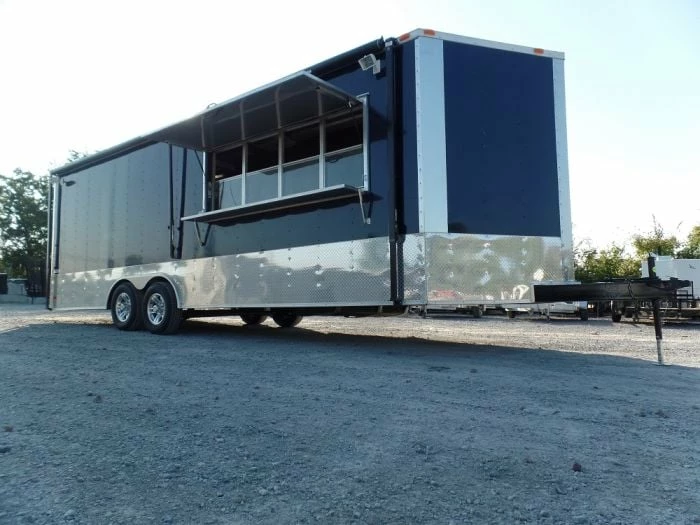 SLE Concessions 8.5' X 24' Concession Food Trailer Indigo Blue Event Catering - Image 6