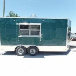 SLE Concessions 8.5' X 16' Emerald Green Food Event Concession Trailer