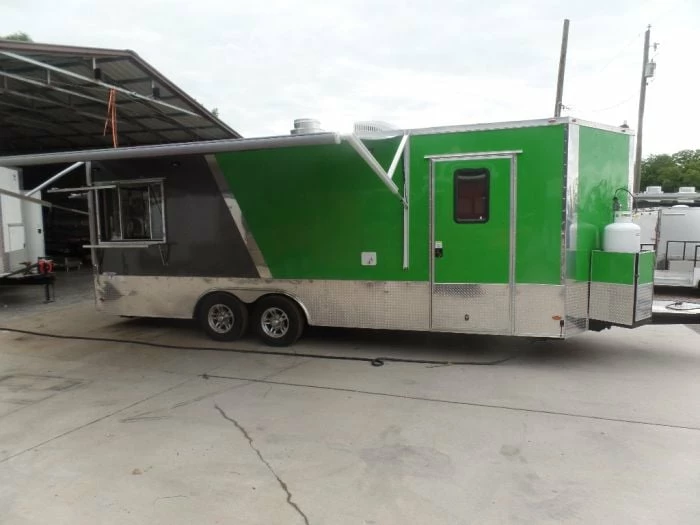 SLE Concessions 8.5' X 22' Electric Green Concession Food Trailer With Appliances