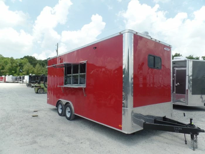 SLE Concessions 8.5' X 20' Red Concession Food Trailer