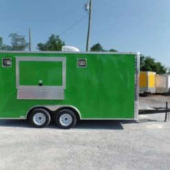 SLE Concessions 8.5' X 16' Lime Green Concession Food Trailer