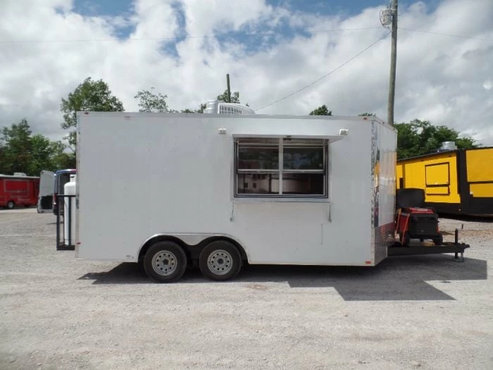 SLE Concessions 8.5' X 16' White Concession Food Event Trailer With Appliances