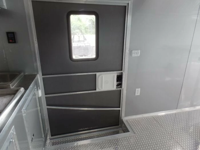 SLE Concessions 8.5' X 40' White Goose-neck Concession Food Trailer - Image 3