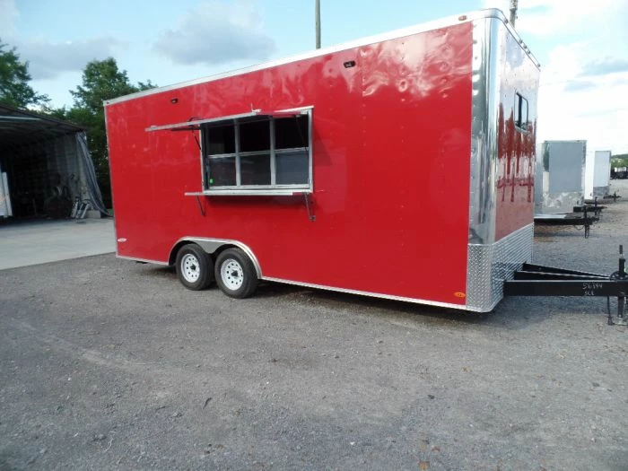 SLE Concessions 8.5' X 20' Red Food Catering Event Concession Trailer
