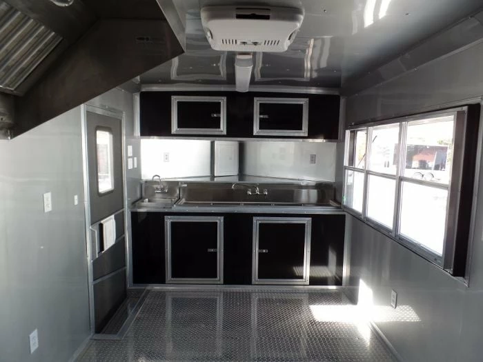 SLE Concessions 8.5' X 24' Concession Food Trailer Black BBQ Event - Image 6