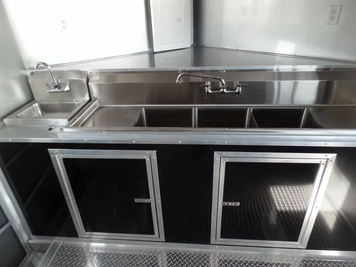 SLE Concessions 8.5' X 24' Concession Food Trailer Black BBQ Event - Image 4