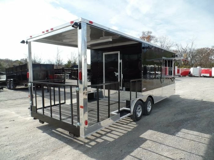 SLE Concessions 8.5' X 24' Concession Food Trailer Black BBQ Event - Image 2