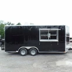 SLE Concessions 8.5' X 18' Black Food Catering Concession Trailer