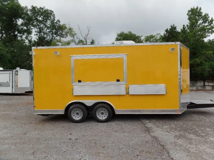 SLE Concessions 8.5' X 17' Yellow Concession Food Trailer - Image 6